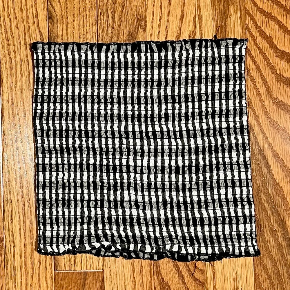 Black and white smocked crop top